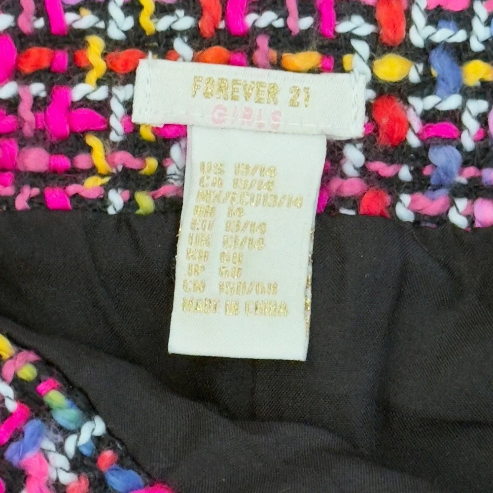Forever‎ 21 Girls Pink Tweed Mini Skirt Frayed Hem